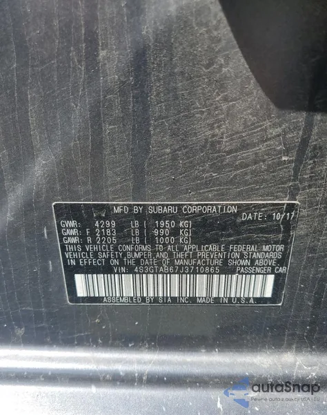 2018 Subaru Impreza Premium из США, поврежденный, VIN 4S3GTAB67J3710865